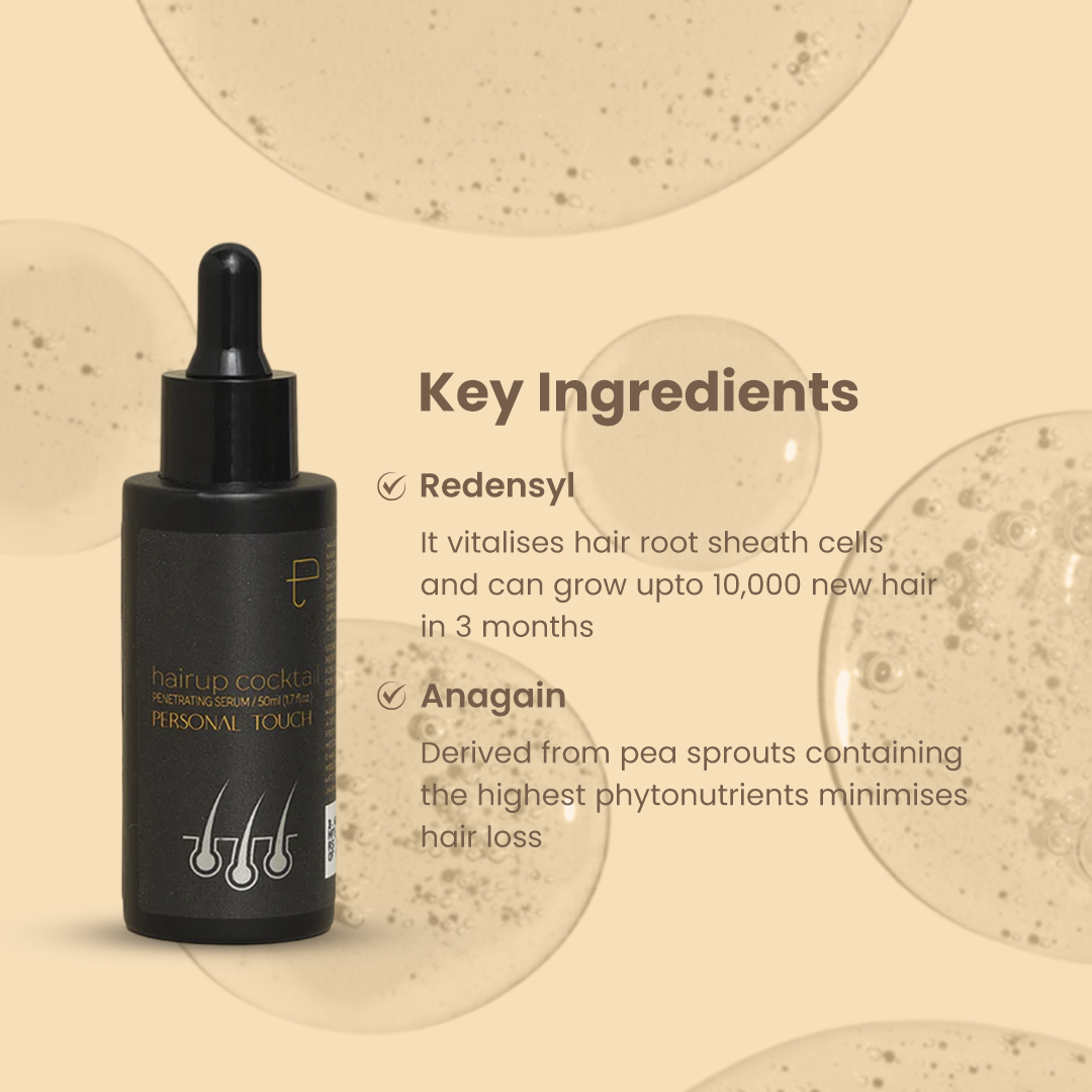 Hair Up Hair Growth & Hairfall Control Serum | 11 Clinically Approved Ingredients | Redensyl & Anagen