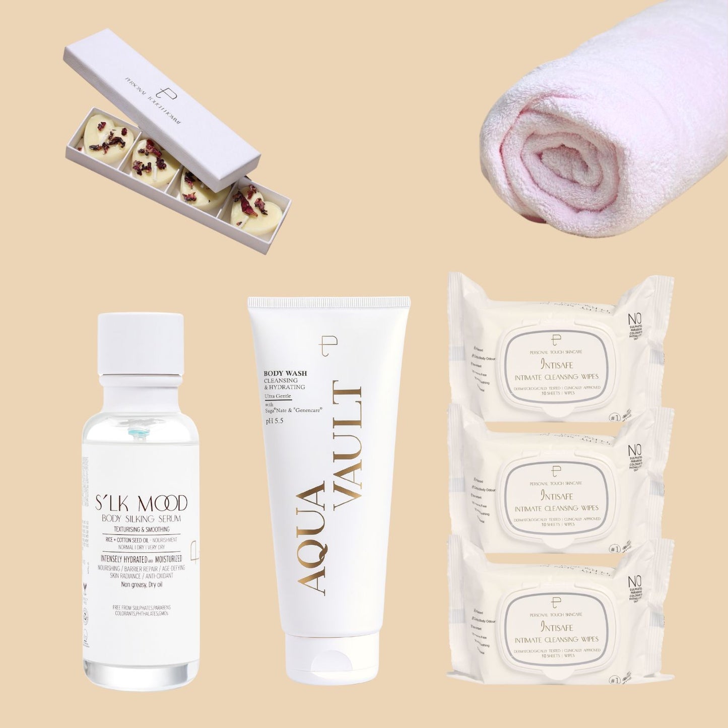 Buy Silk Mood & Get Mini Candles, Bath Towel, Body Wash & 3 x Intisafe (10 Pack) Free