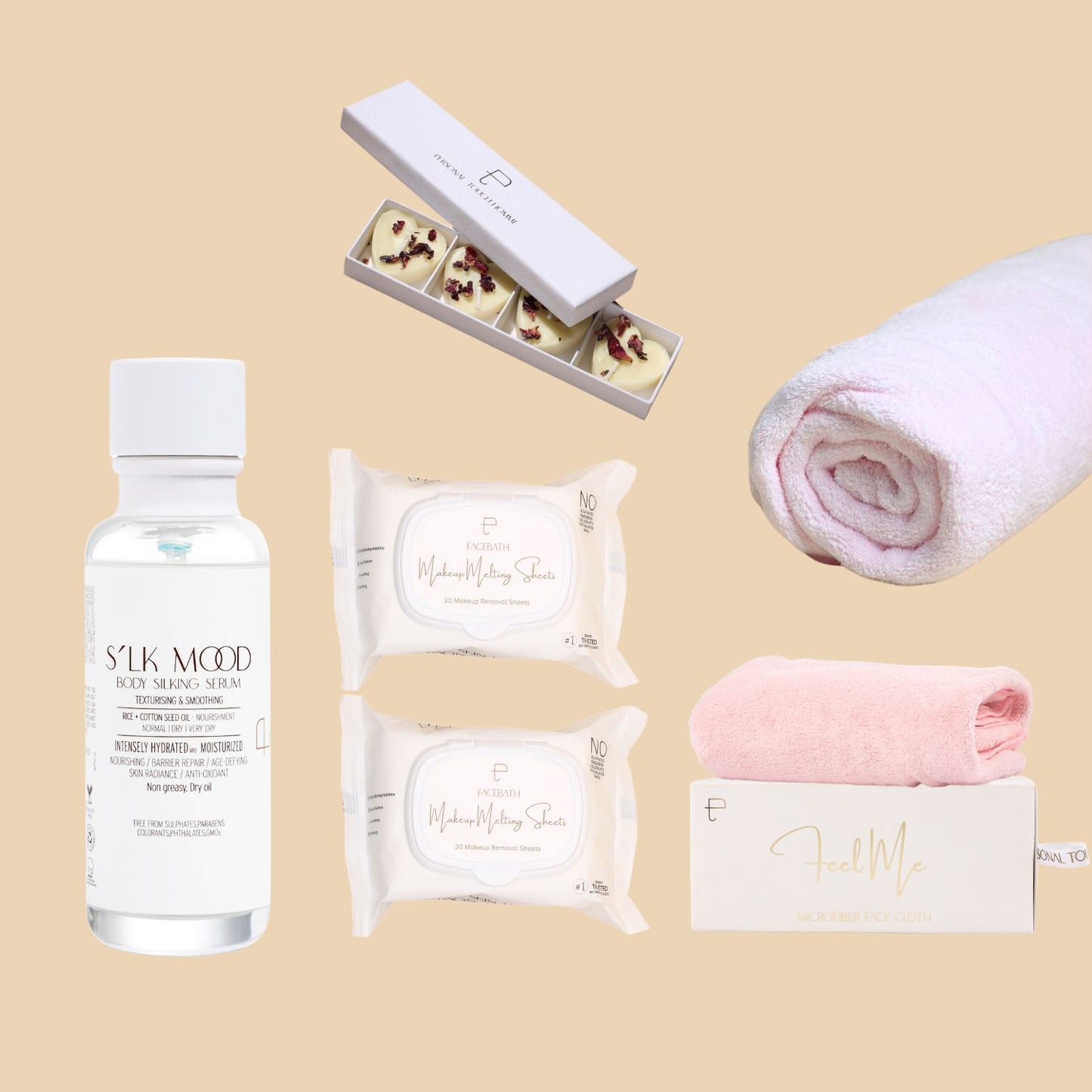 Buy Silk Mood & Get Mini Candles, Bath Towel, Face Towel & 2 x Makeup Wipes Free