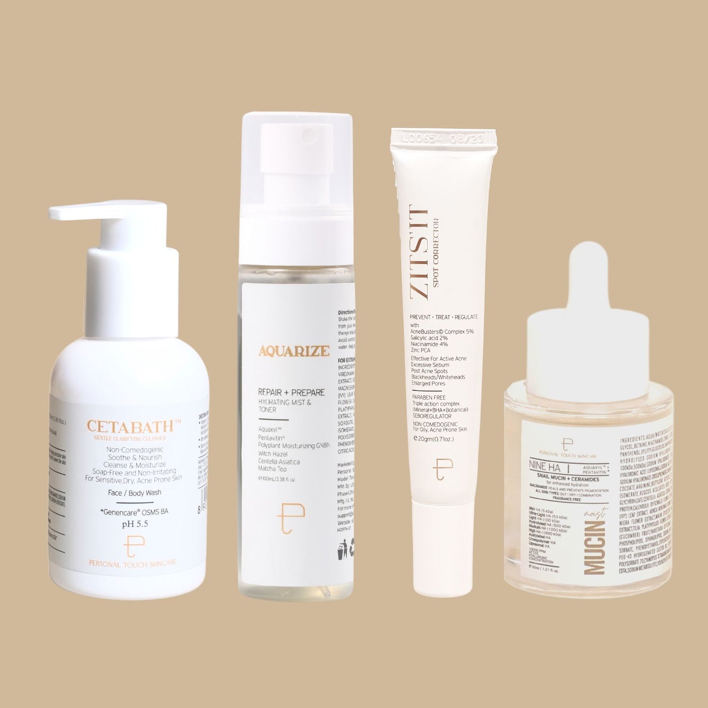 COMBO OF CETABATH, AQUARIZE, ZITSIT SPOT CORRECTOR & MUCIN MOIST