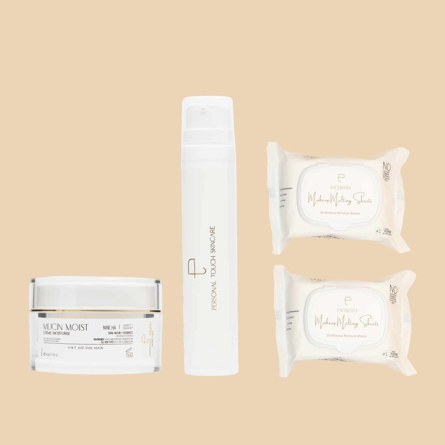 COMBO OF MUCIN CREME & MUCIN SPF, GET 2 X MAKEUP MELTING WIPES FREE