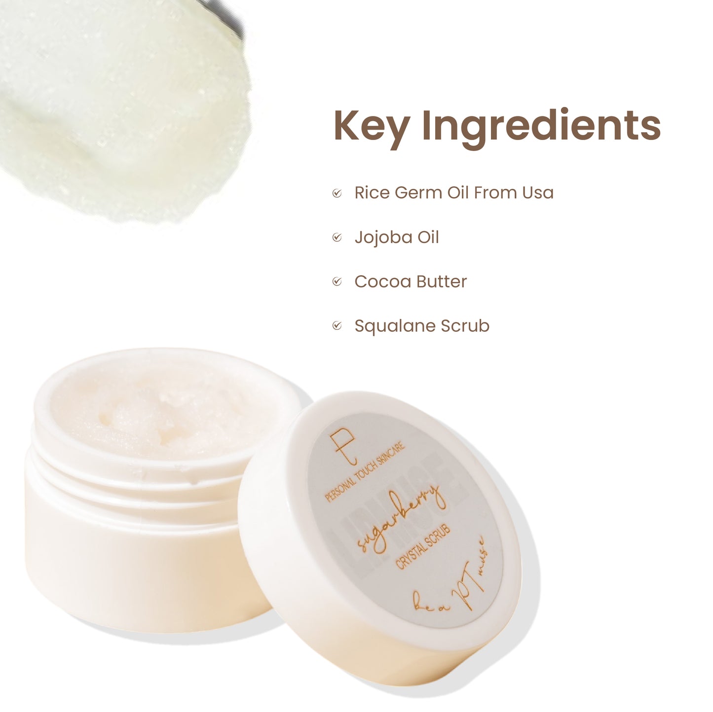 Sugarberry Crystal Lipscrub Squalane | Jojoba Oil | Cocoa Butter | Rice Oil | 15g