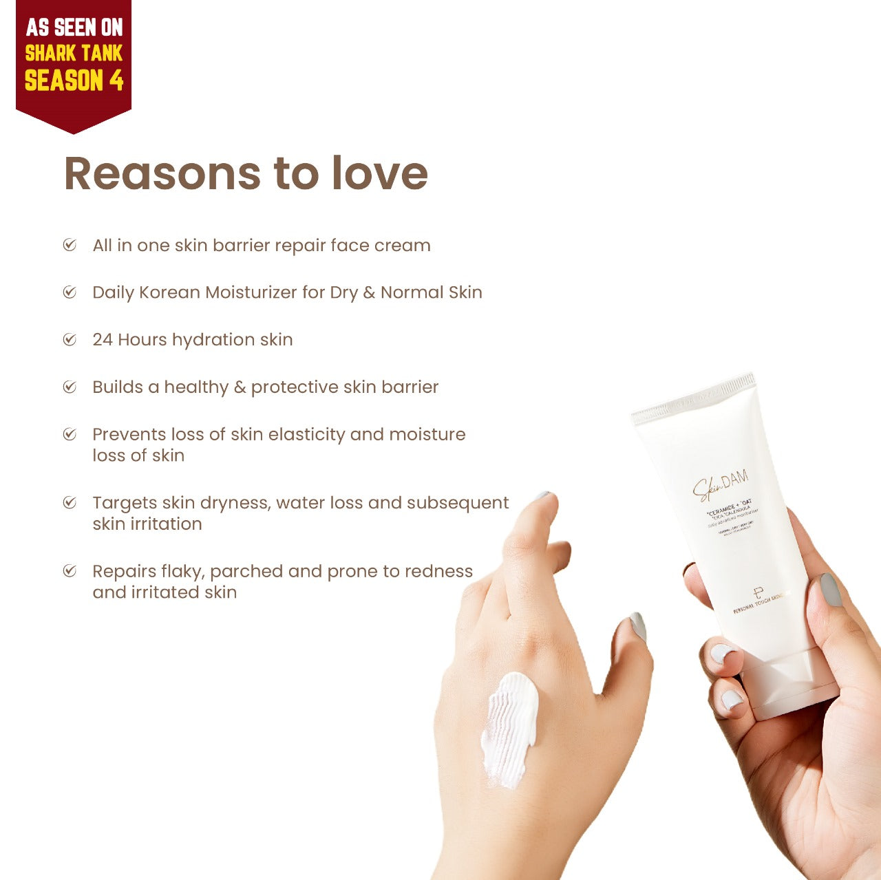 SkinDam Korean Moisturizer with Ceramide 3 | Oat Kernell for Extremely Dry & Eczema Prone Skin