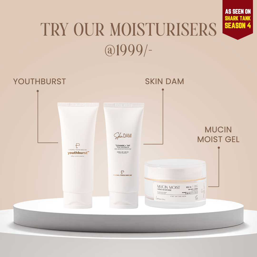 TRY OUR MOISTURISERS - YOUTHBURST 30ML, MUCIN CREME GEL & SKINDAM