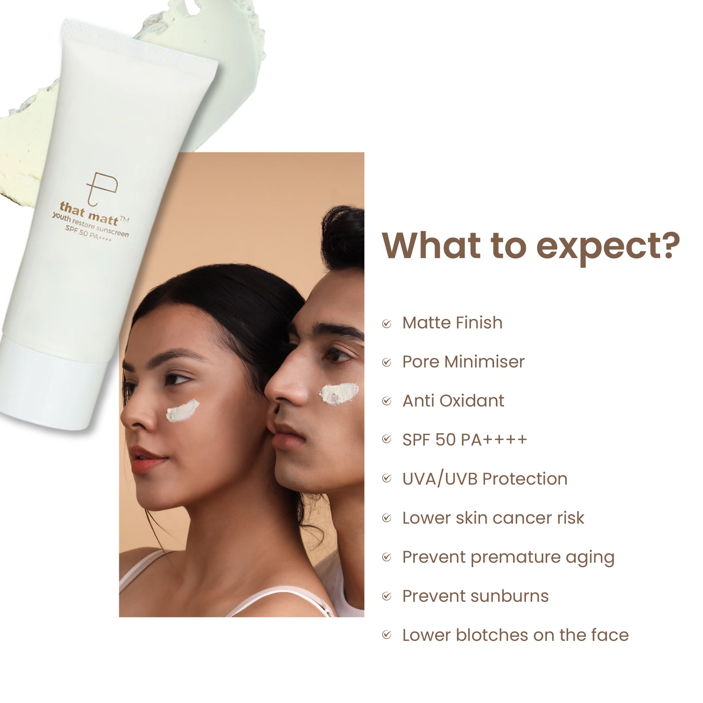 Thatmatt Hybrid Sunscreen SPF 50++++ With Patented Technology For Normal To Oily Skin | 50g