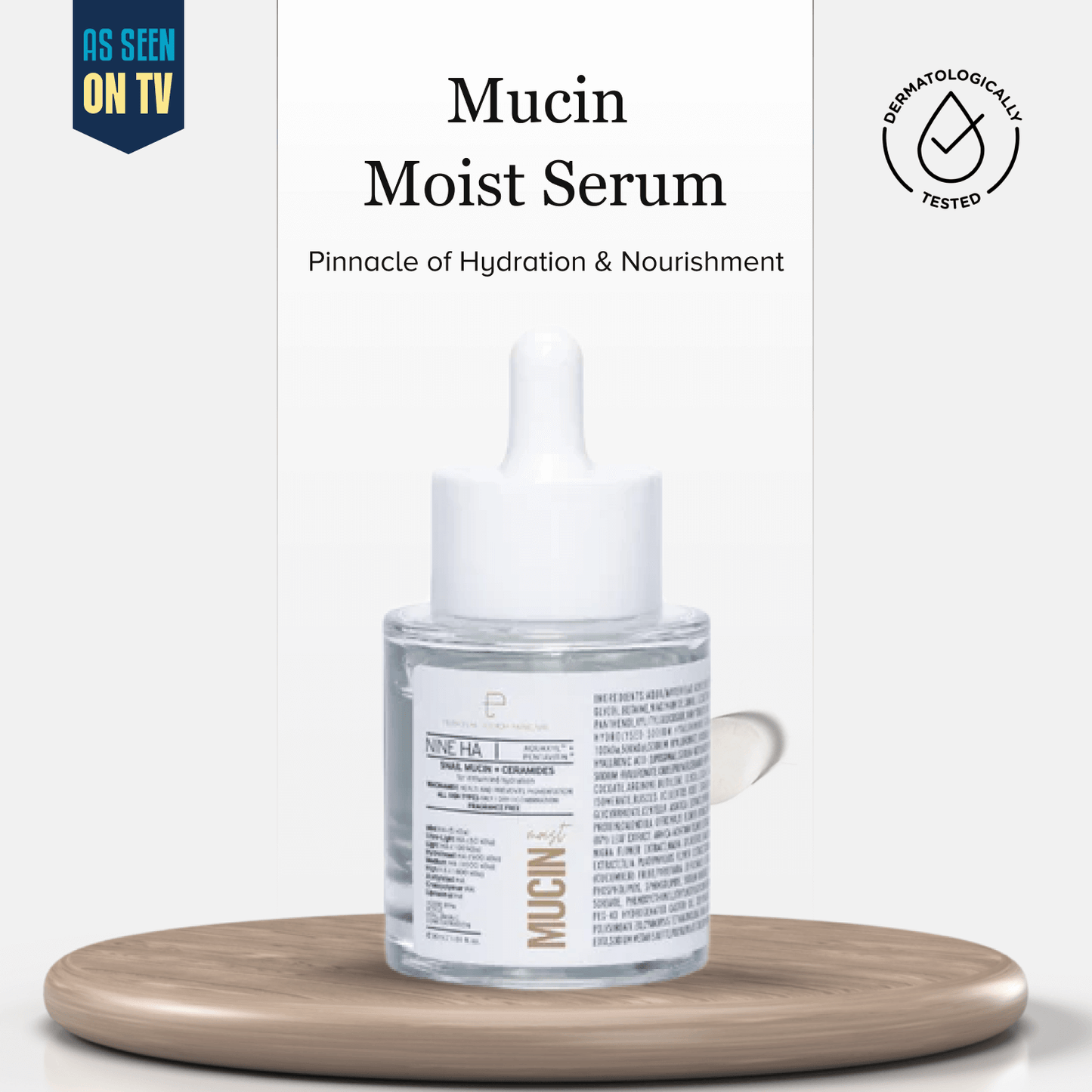 Mucin Moist Serum - World’s 1st Snail Mucin | 9 Hyaluronic Acids | Ceramides | Niacinamide - For All Skin Types